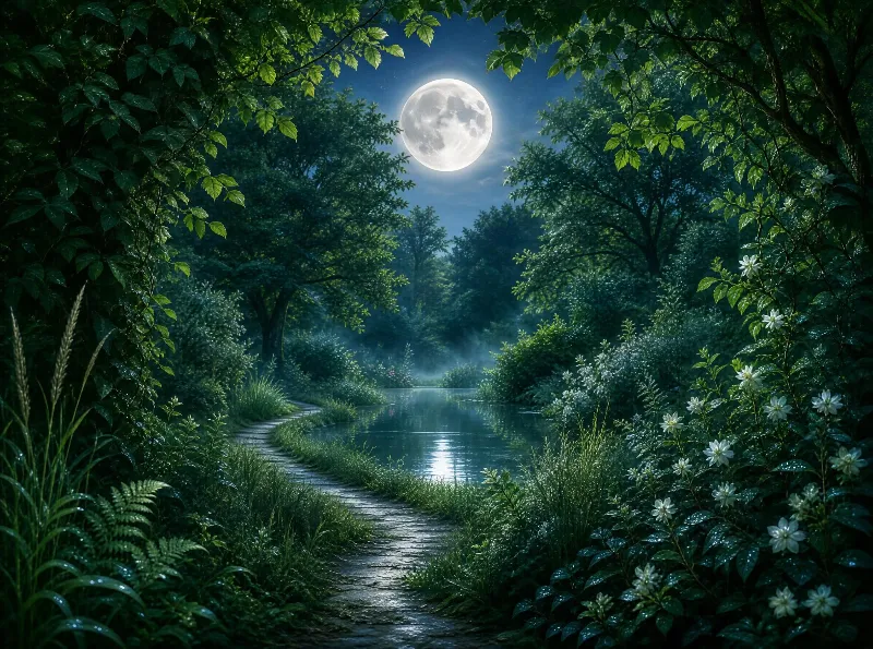 Moonlit Forest Path