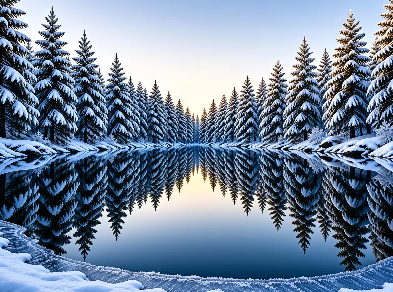 Snowy Forest Reflection