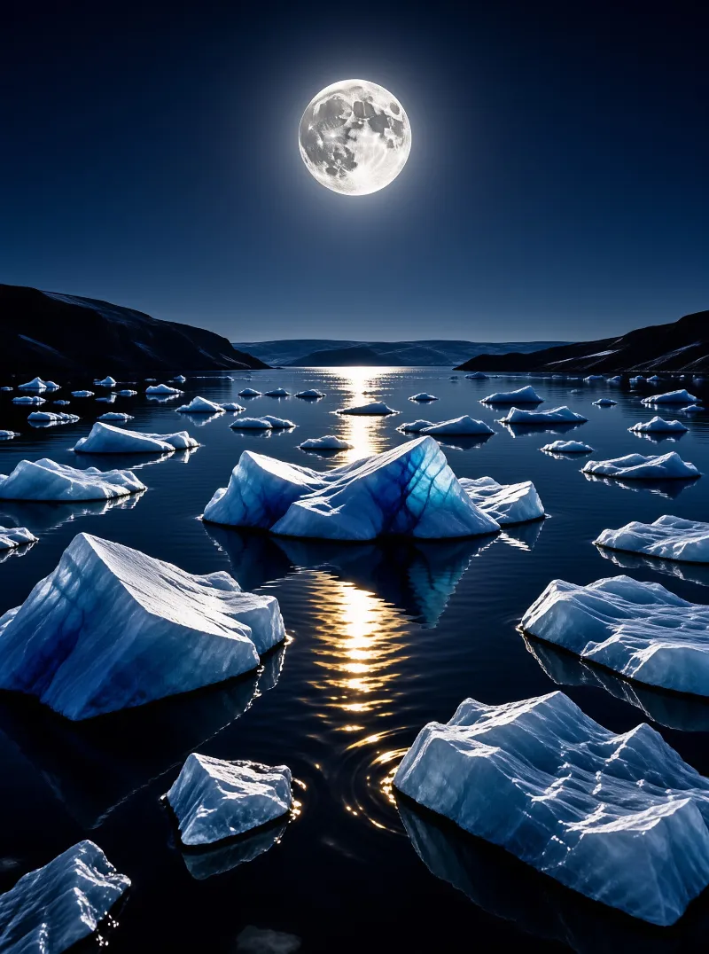 Moonlit Iceberg Night