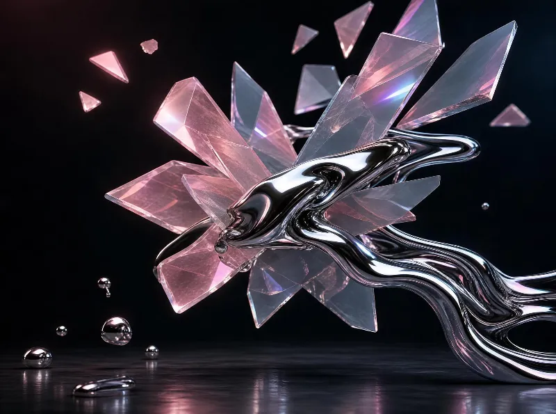 Crystal and Liquid Metal Abstract Art