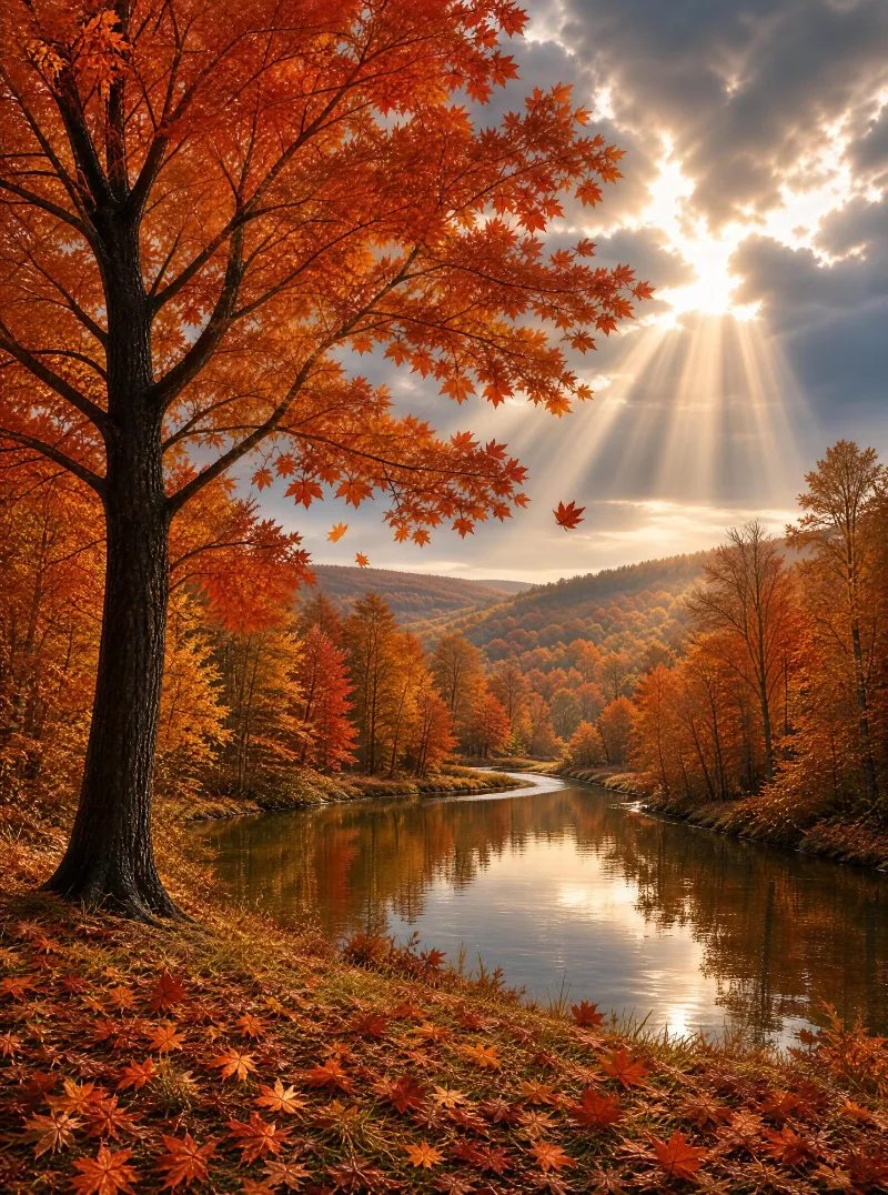 Sunlit Autumn River