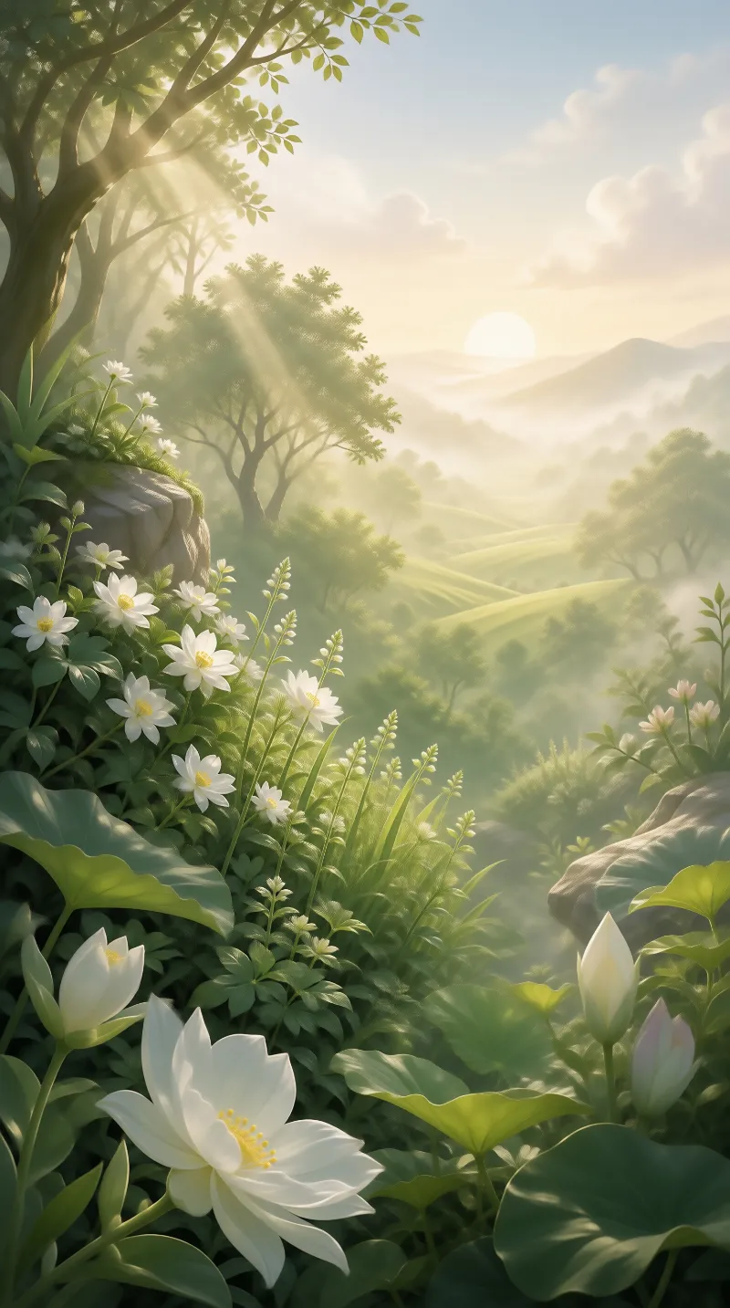 Sunlit Floral Landscape