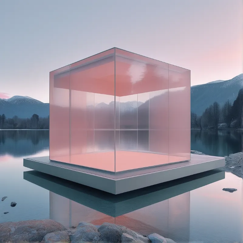 Glass Cube Pavilion in Alpine Lake