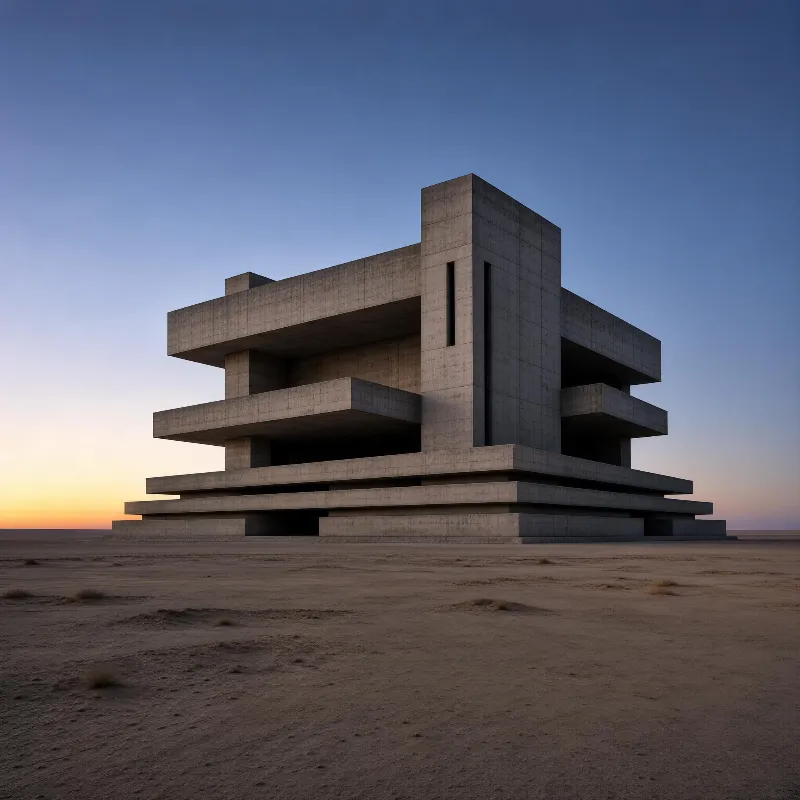 Modernist Concrete Structure in Desert