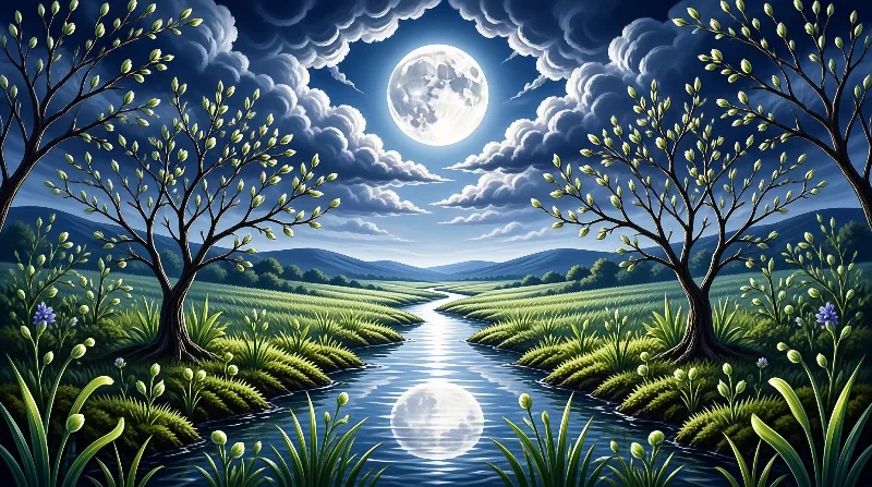 Tranquil Moonlit Valley