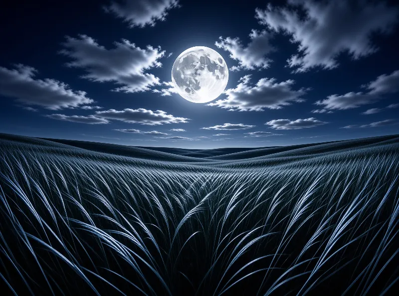 Full Moon Over Grasslands