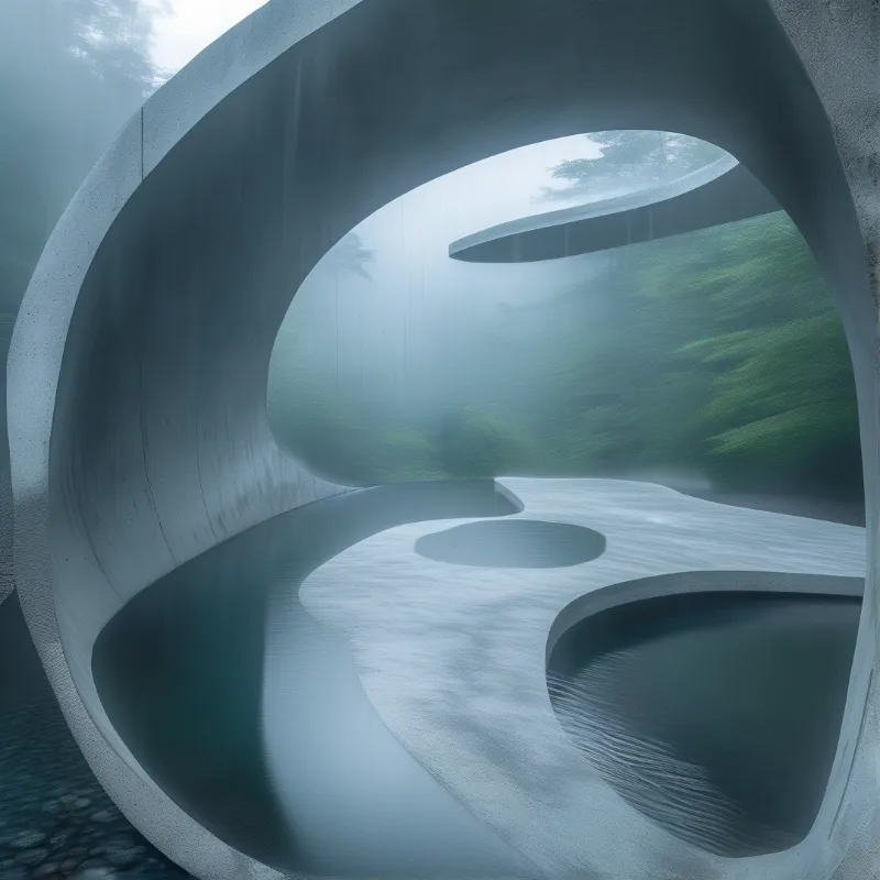 Organic Concrete Structure in Fog