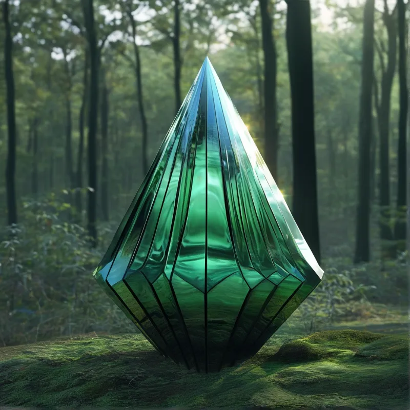 Green Crystal in Forest