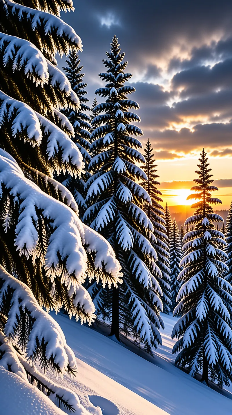 Winter Forest Sunset
