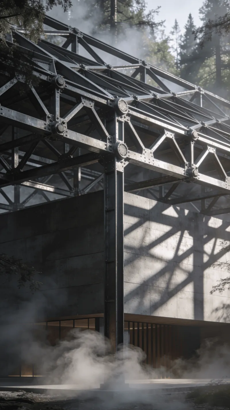 Museum with Steel Frame — Misty Forest