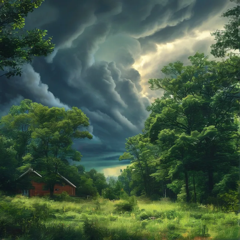 Stormy Sky Over Rural House