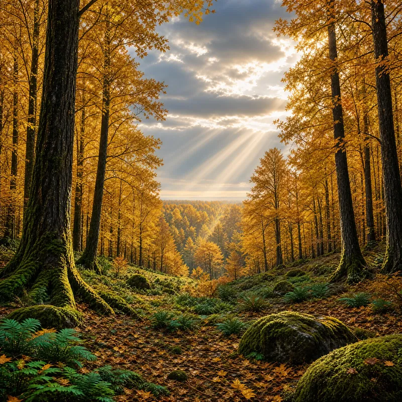 Autumn Forest Sunlight