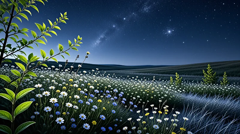 Starry Night Flower Field