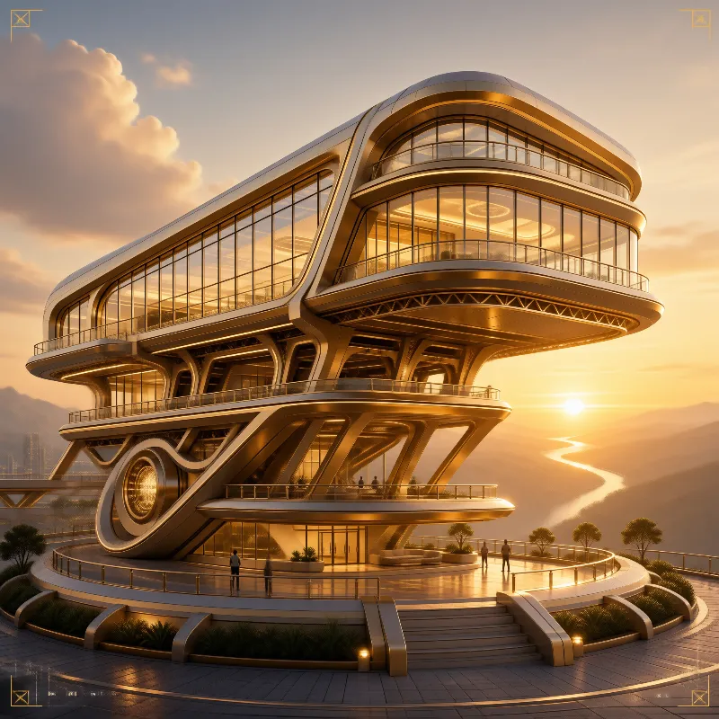 Futuristic Golden Building