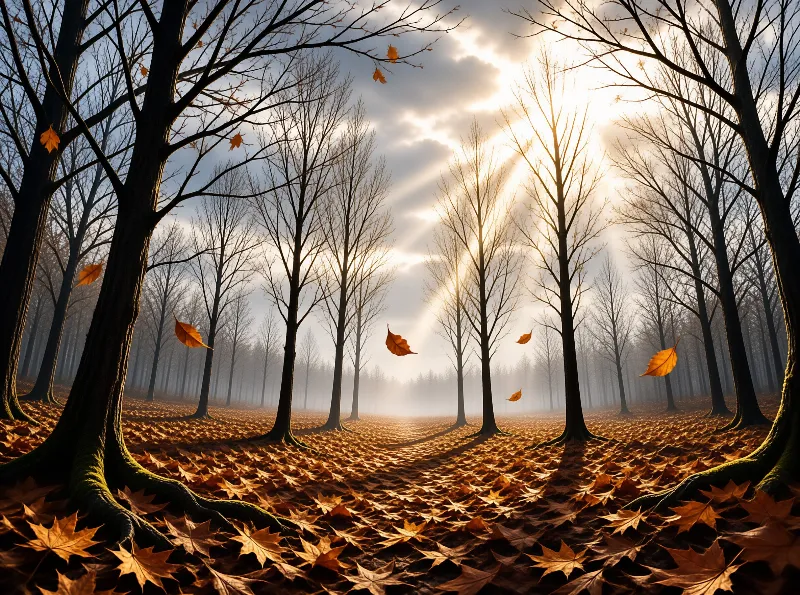 Sunlit Autumn Forest