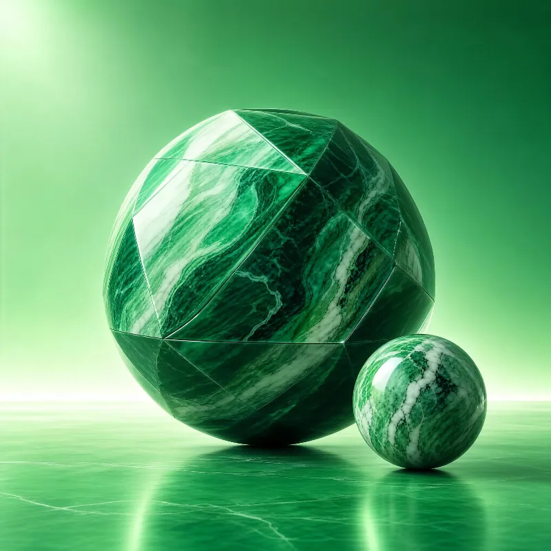 Green Faceted Marble Spheres