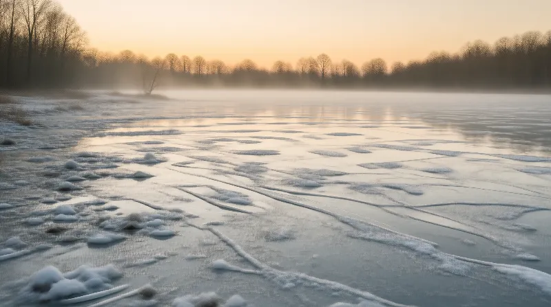 Frozen Lake Sunrise Landscape