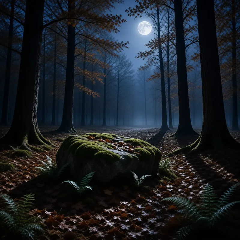 Misty Moonlit Forest Stone