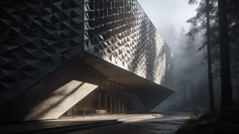 Museum in Misty Forest