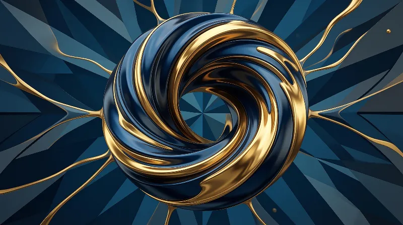 Gold and Blue Abstract Swirl