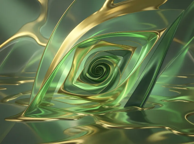 Abstract Green Gold Vortex