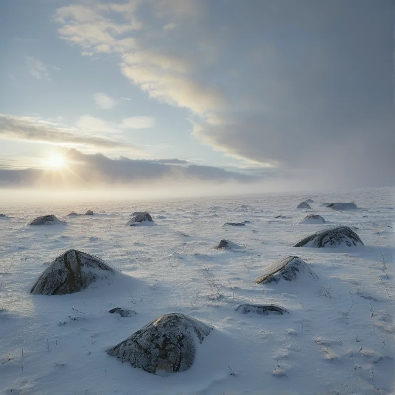 Snowy Field at Sunrise