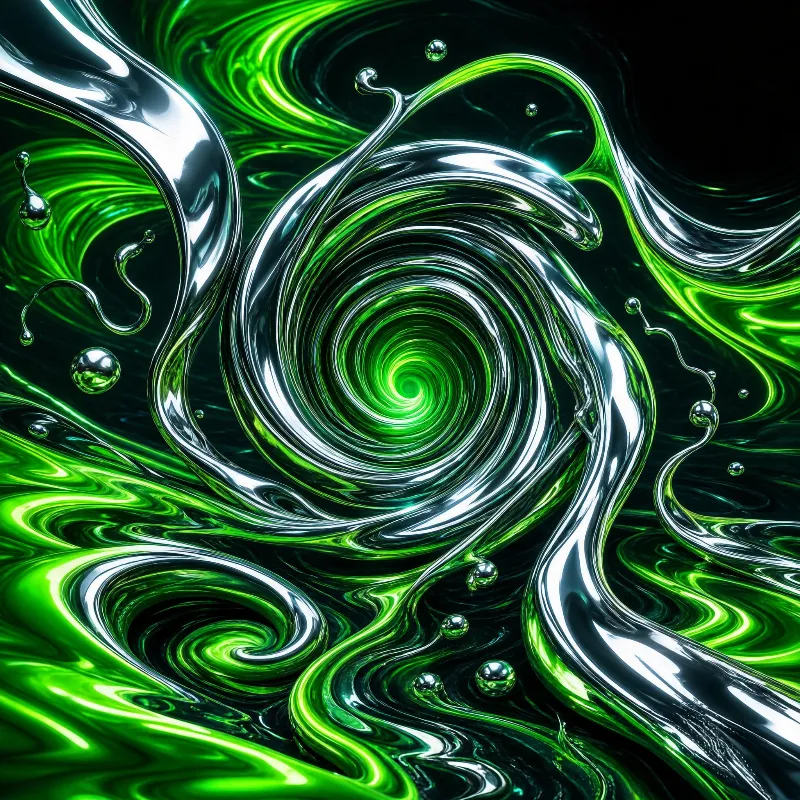 Green and Silver Liquid Swirl