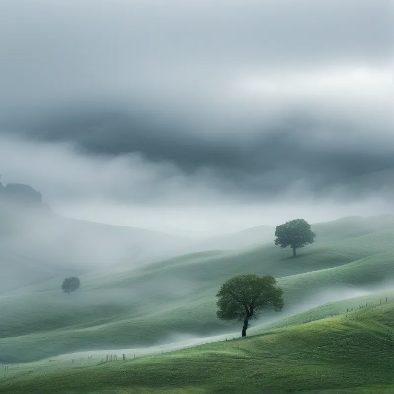 Misty Rolling Green Hills