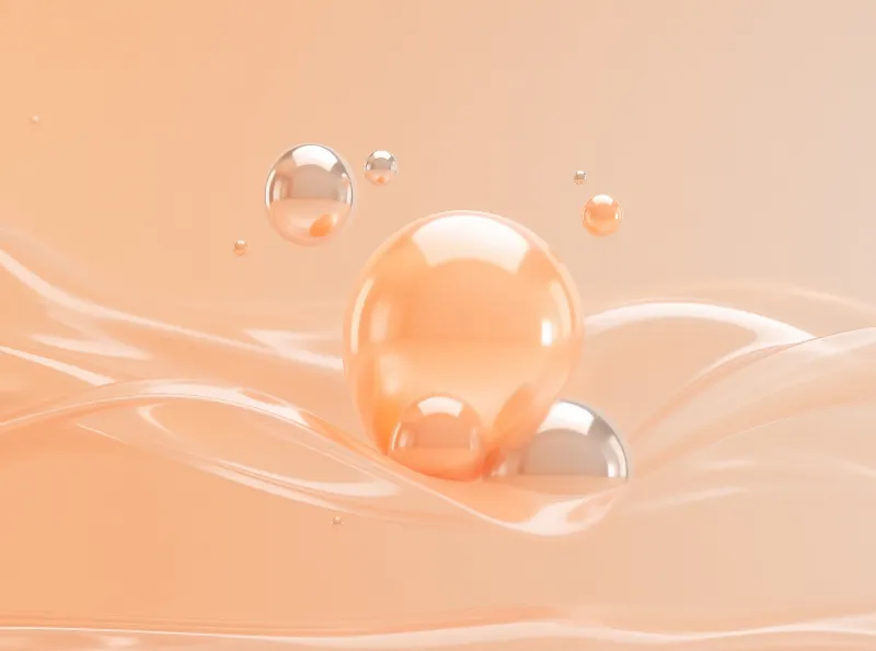 Abstract Peach Liquid Bubbles
