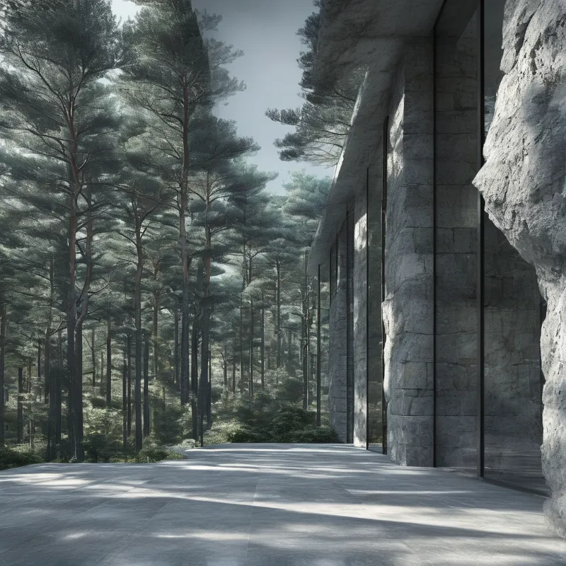 Modern Stone Villa in Forest
