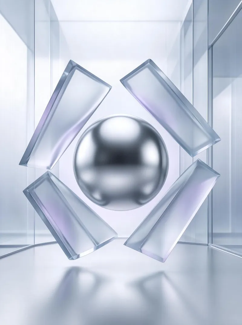 Chrome Sphere and Glass Prisms