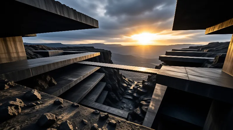 Brutalist Cliffside Structure