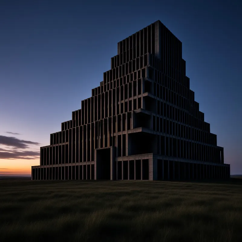 Stepped Brutalist Building