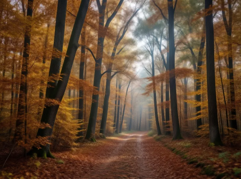 Misty Autumn Forest Path