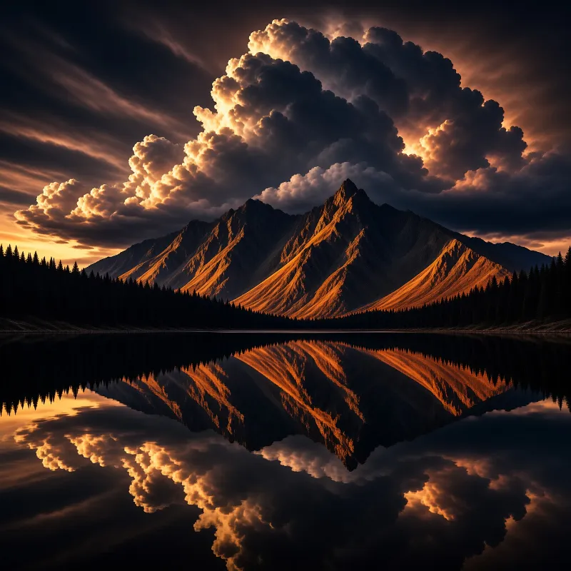 Golden Mountain Reflection