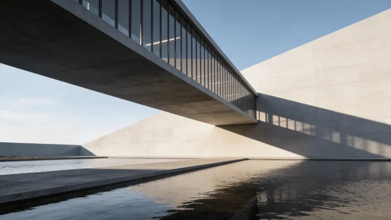 Bridge with Floating Cantilever — Reflecting Pool