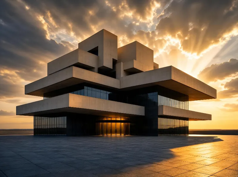 Modern Architecture at Sunset