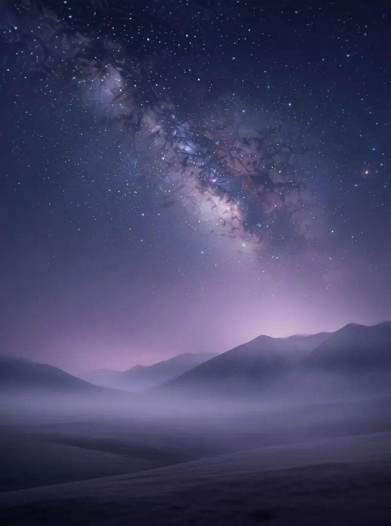 Milky Way Over Misty Mountains