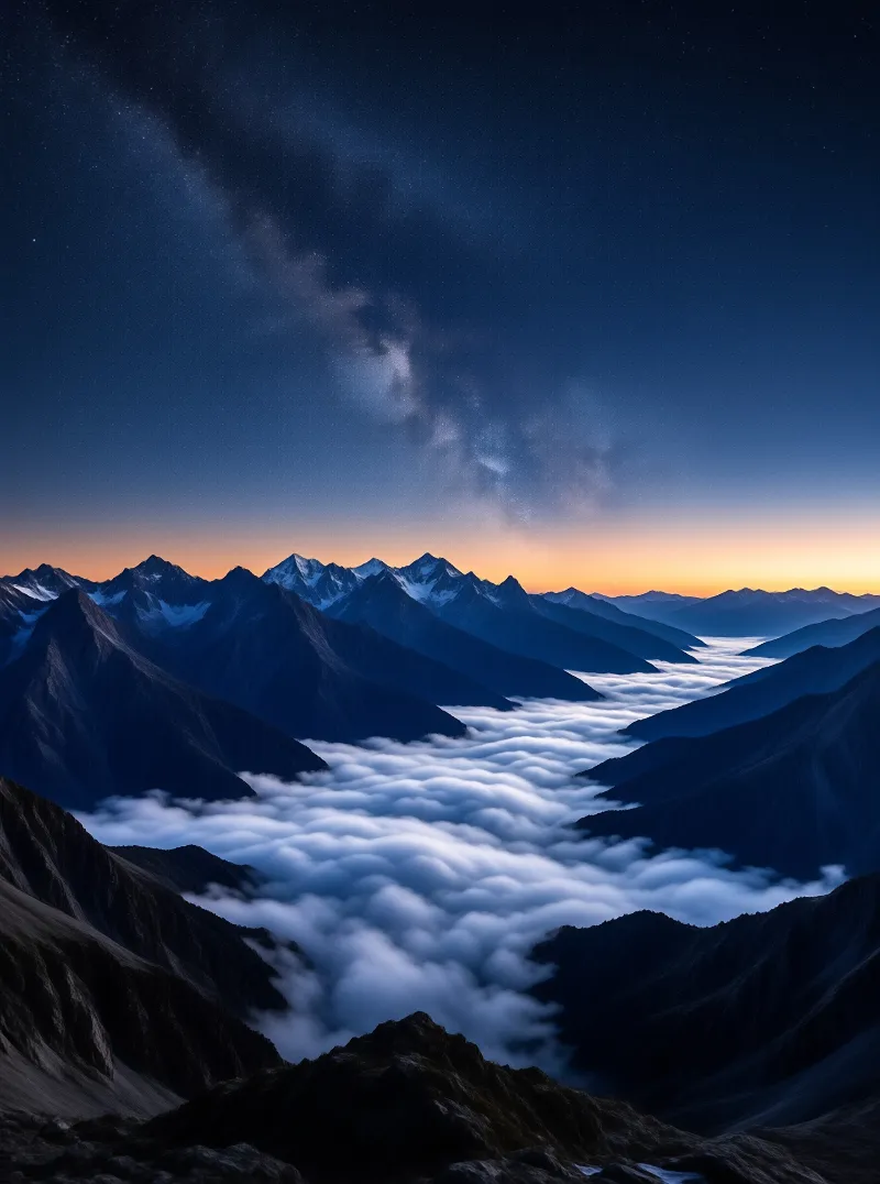 Starry Night Over Mountains