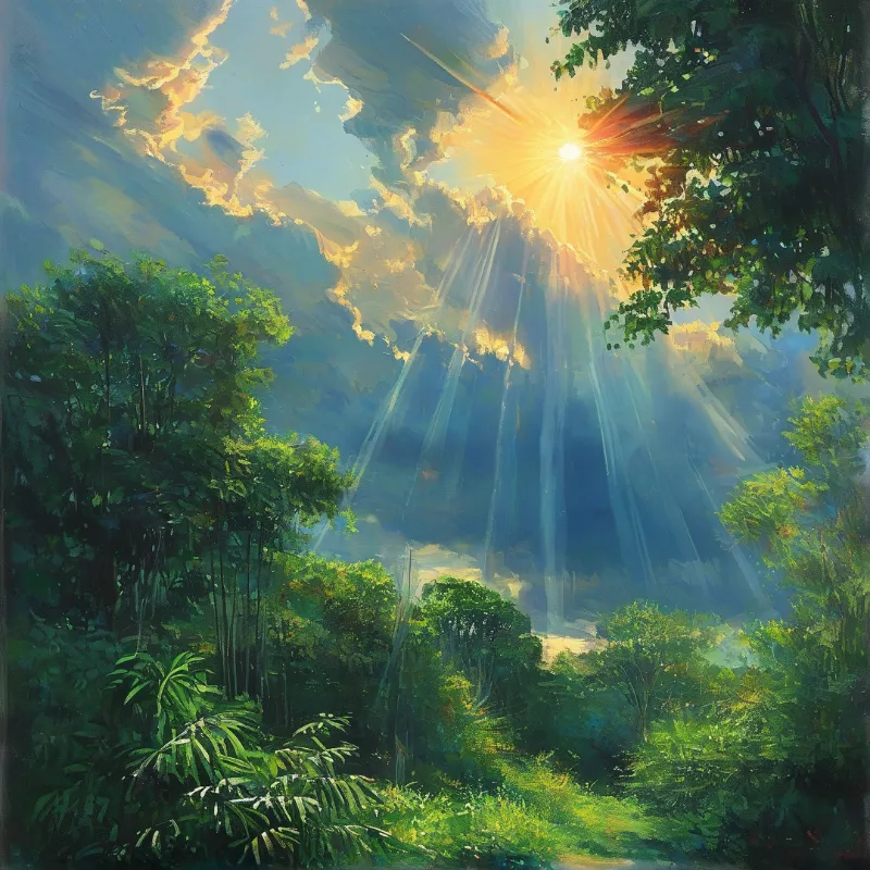 Sunlit Jungle Landscape