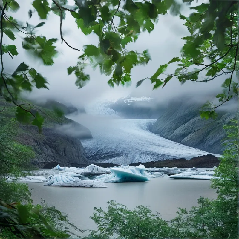 Glacier View Through Leaves