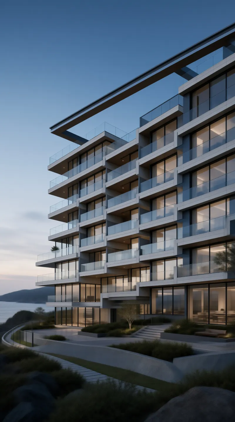 Modern Coastal Residence at Dusk