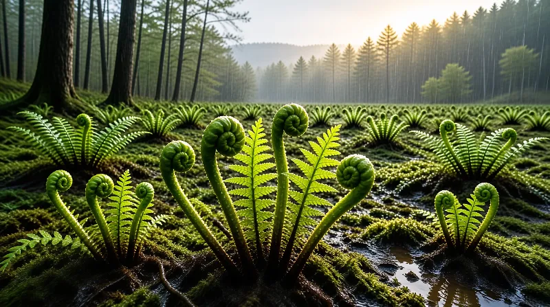 Fern Fiddleheads Forest Landscape