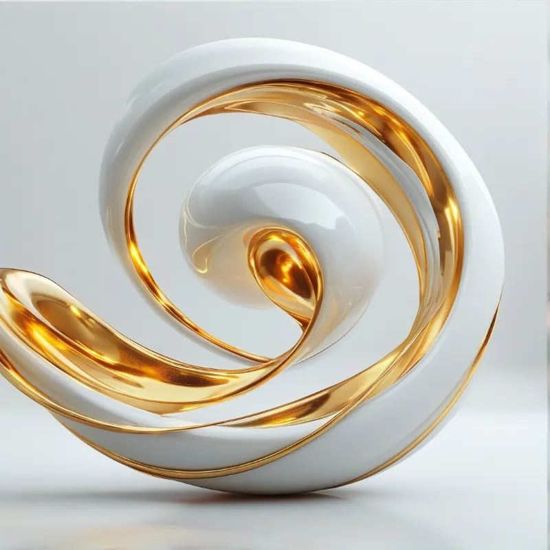 White and Gold Spiral Art