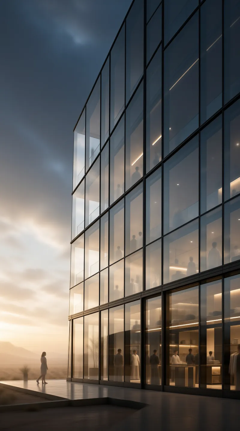 Glass Tower at Sunset