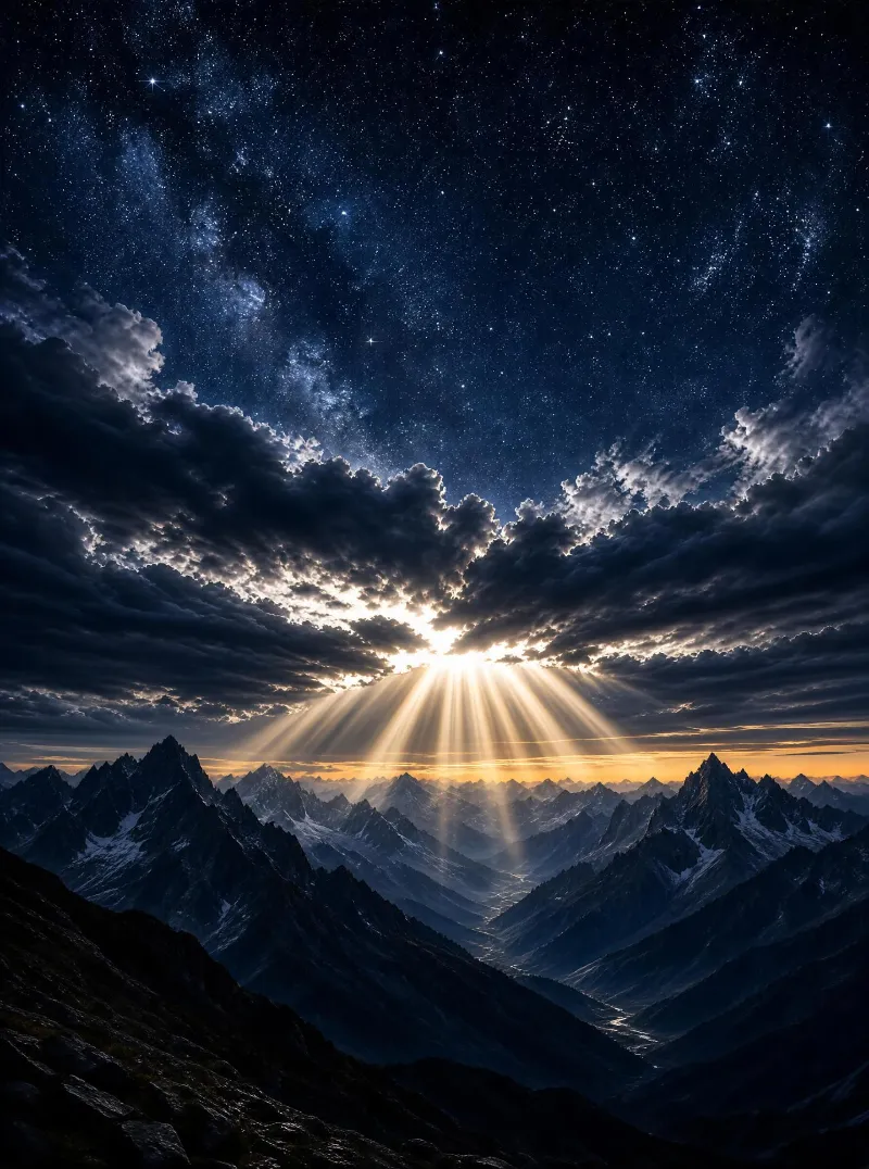 Mountain Landscape at Night