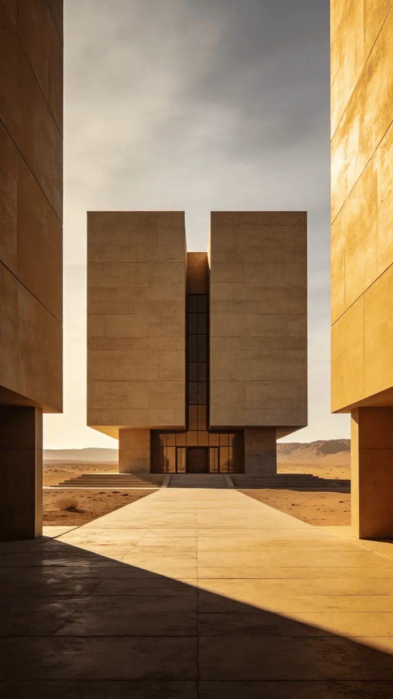 Museum with Brutalist Massing — Desert Plain