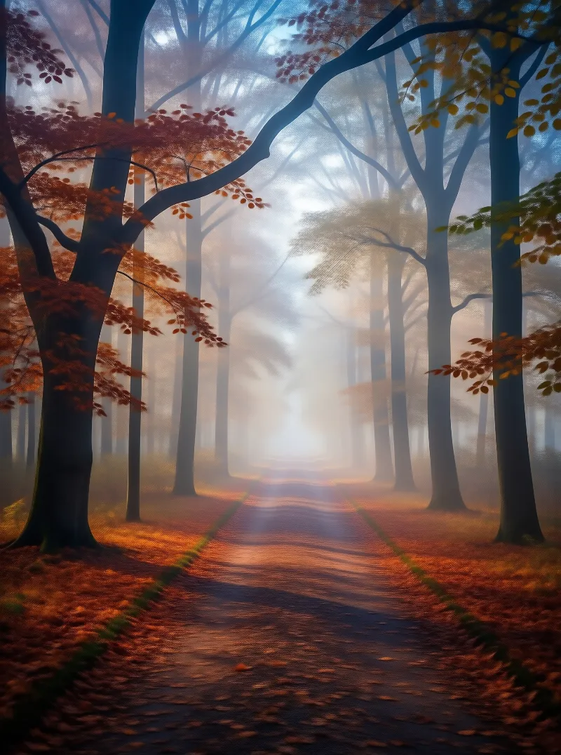 Misty Autumn Forest Path