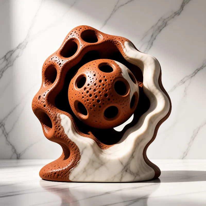 Porous Red Marble Sculpture