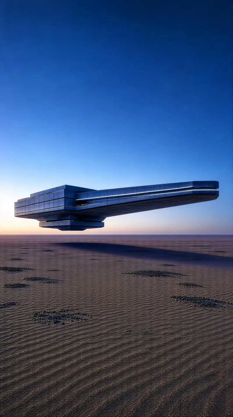 Futuristic Floating Structure in Desert